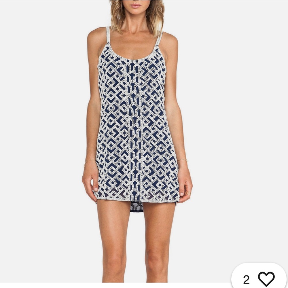 Parker - Hayden Silk Sequin Beaded Dress, Oxford/Blue